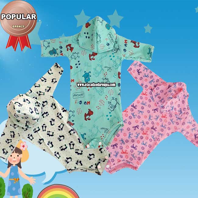 Body Bebê com Capuz 1 a 6 Meses