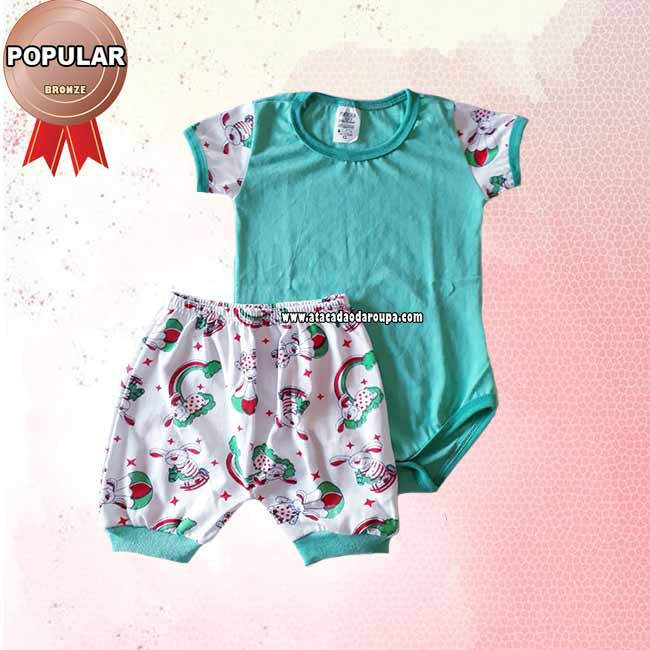 Body e Short Bebê 7 a 12 Meses