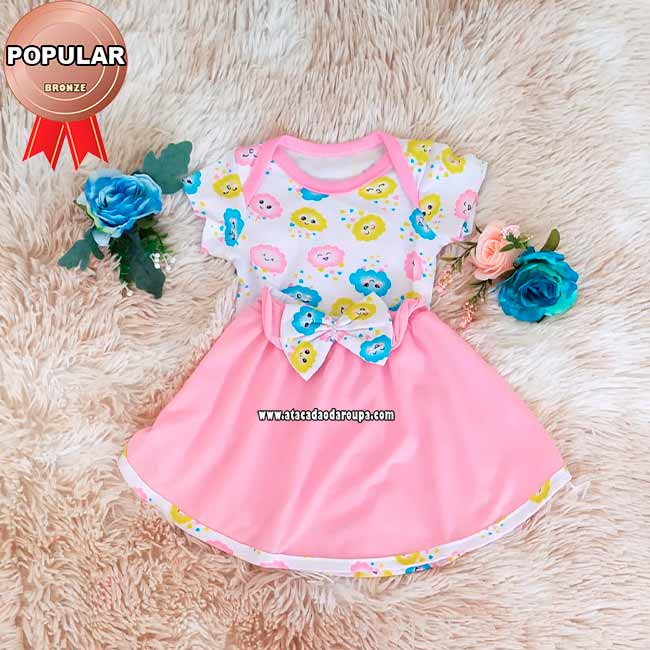 Conjunto Body e Saia Bebê 3 a 8 Meses