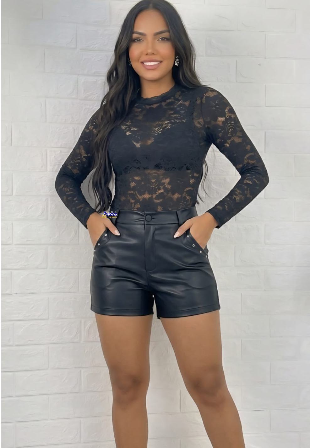 Body Feminino Renda Manga Longa