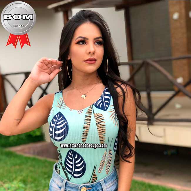 Body Estampado Malha Canelada M