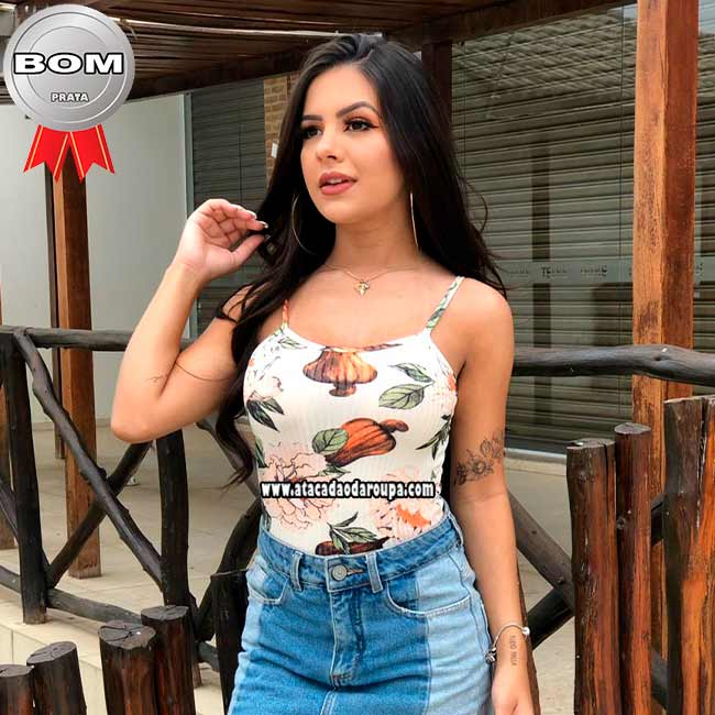 Body Estampado Malha Canelada M