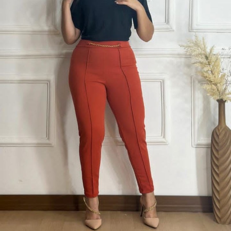Calça Crepe Alfaiataria Feminina Corrente GG