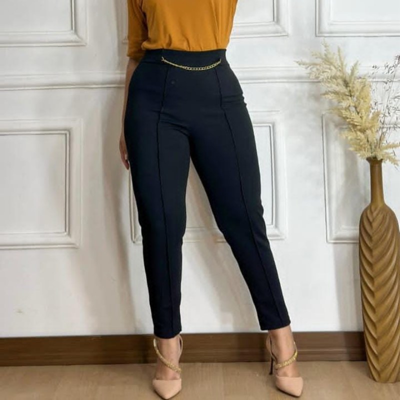 Calça Crepe Alfaiataria Feminina Corrente GG