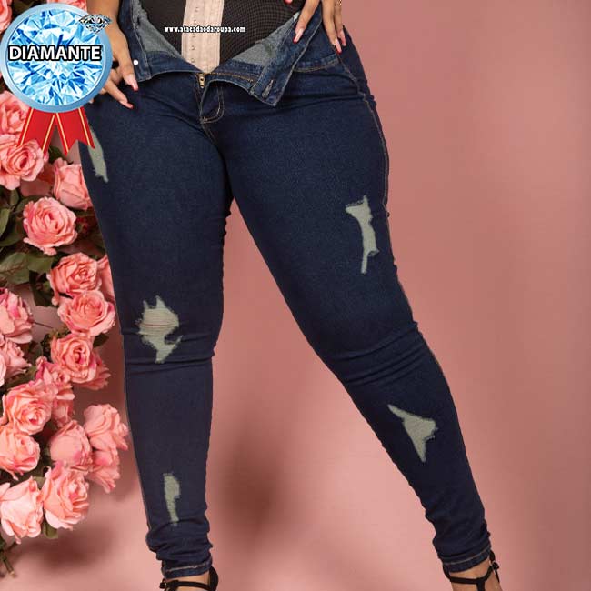 Calça Jeans Plus Size Lipo Com Cinta Modeladora 46@52