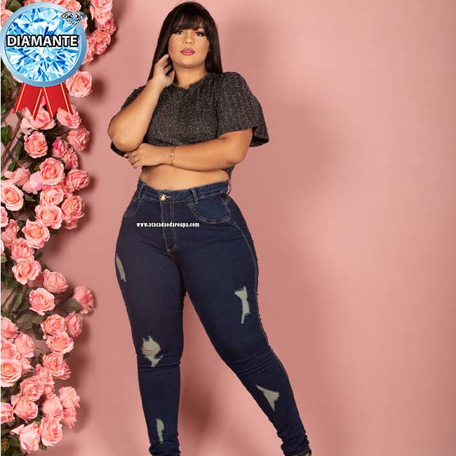 Calça Jeans Plus Size Lipo Com Cinta Modeladora 46@52