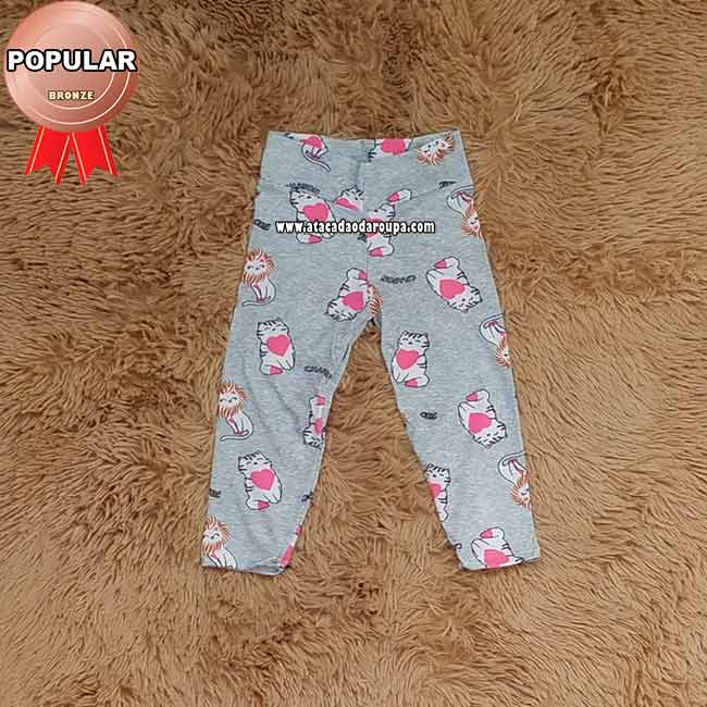 Calças Infantil de Suplex Estampado 2 A 3 Anos