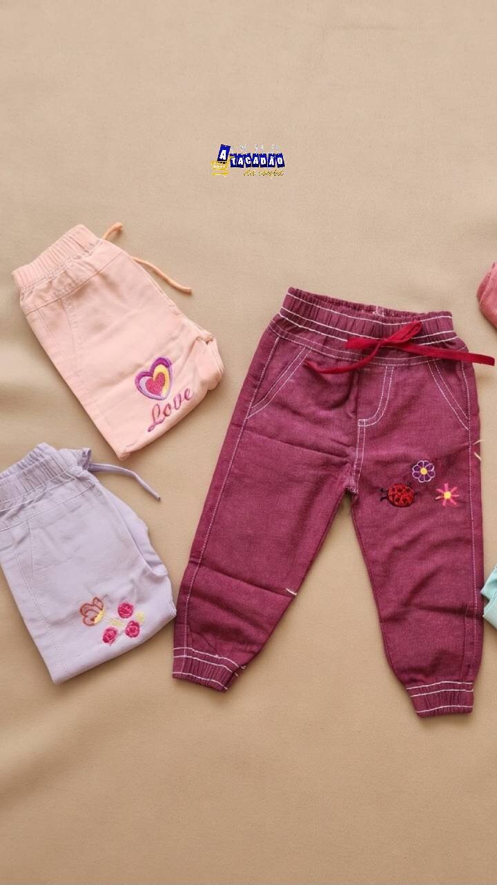 Calça Jogger Brim Infantil Feminina