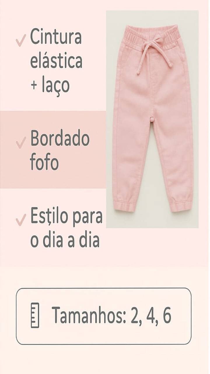 Calça Jogger Brim Infantil Feminina