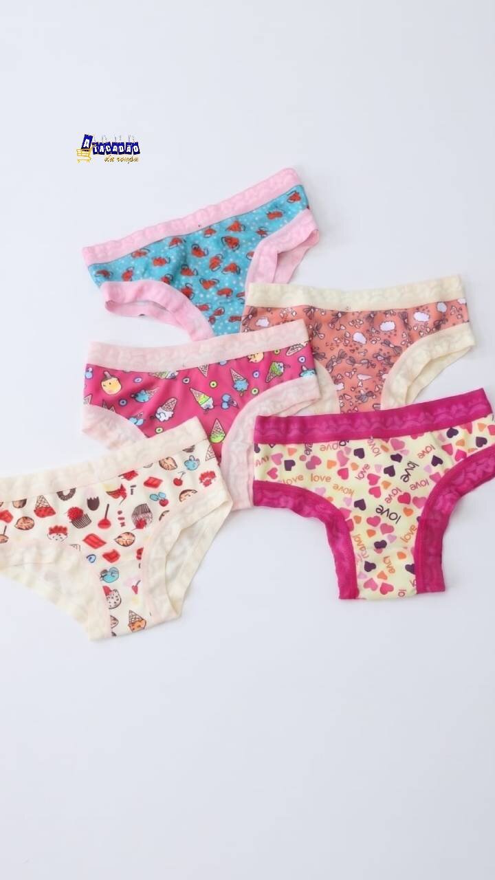 Calcinha Infantil Rendinha Microfibra  Estampada