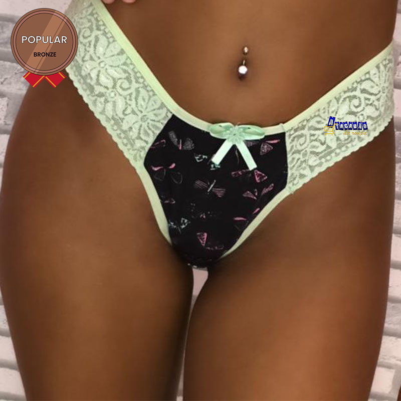 Calçinha Microfibra Fio Dental Babado