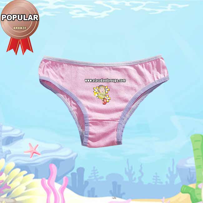 Calcinha Lisa Infantil Algodão 2 a 5 Anos
