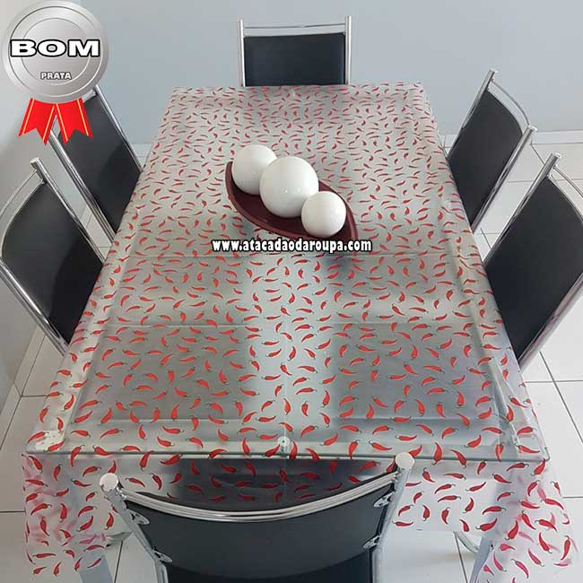 Toalha Mesa Estampada Transparente 6 Cadeiras Plástico 1,40 x 1,95
