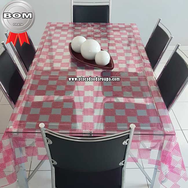 Toalha Mesa Estampada Transparente 6 Cadeiras Plástico 1,40 x 1,95