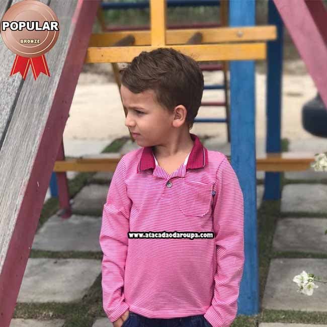 Camisa Gola Polo Manga Longa Infantil