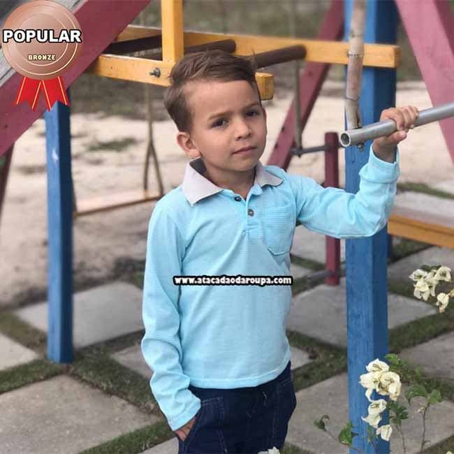 Camisa Gola Polo Manga Longa Infantil