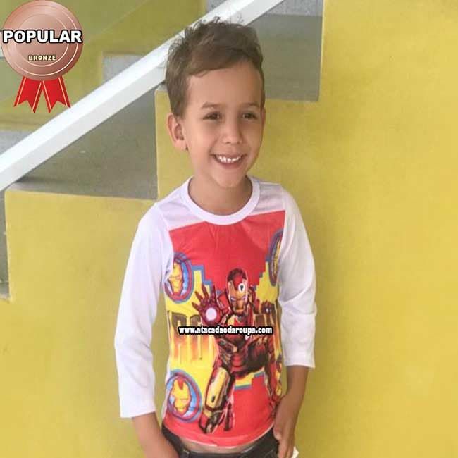 Camisa Masculina Infanto Juvenil Manga Longa