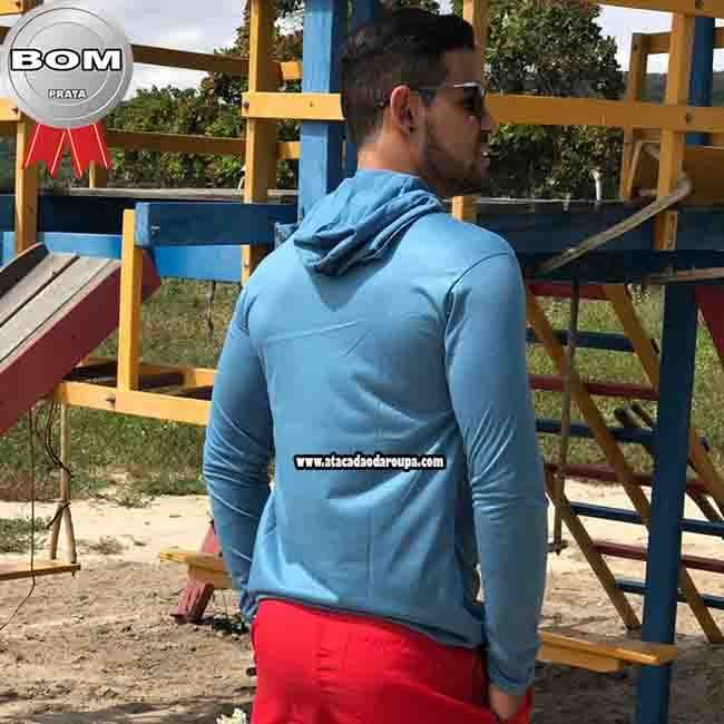 Camisa Manga Longa Liso e Capuz