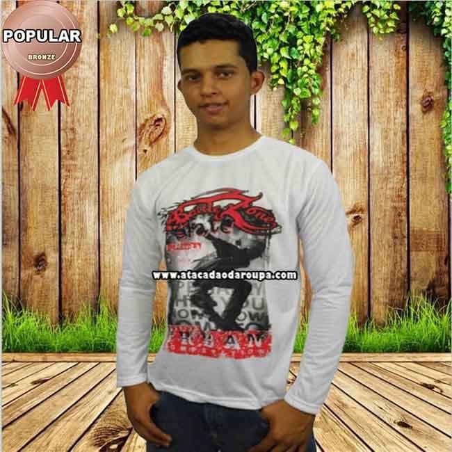 Camisa Masculina Gola Careca Manga Longa