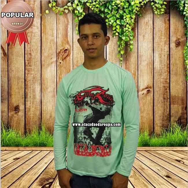 Camisa Masculina Gola Careca Manga Longa