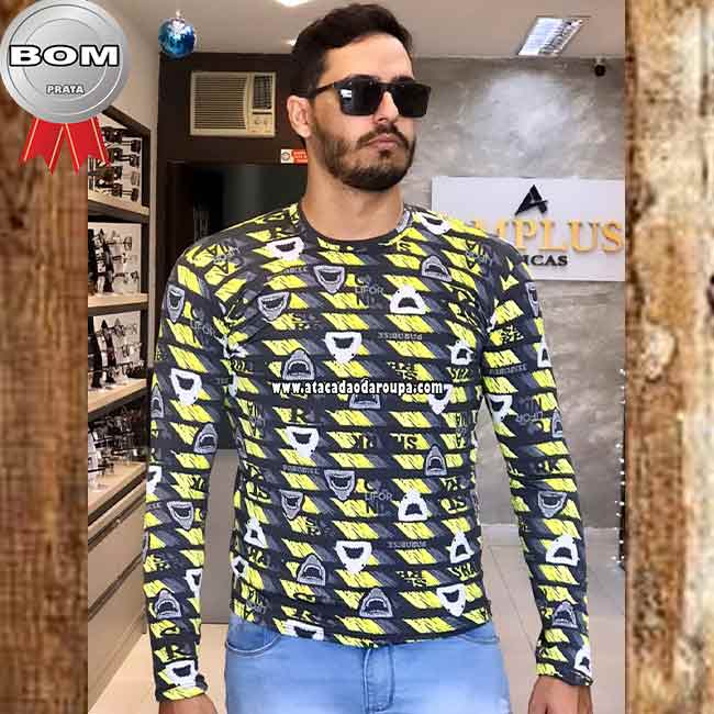 Camisa Manga Longa Masculina Estampada Uv