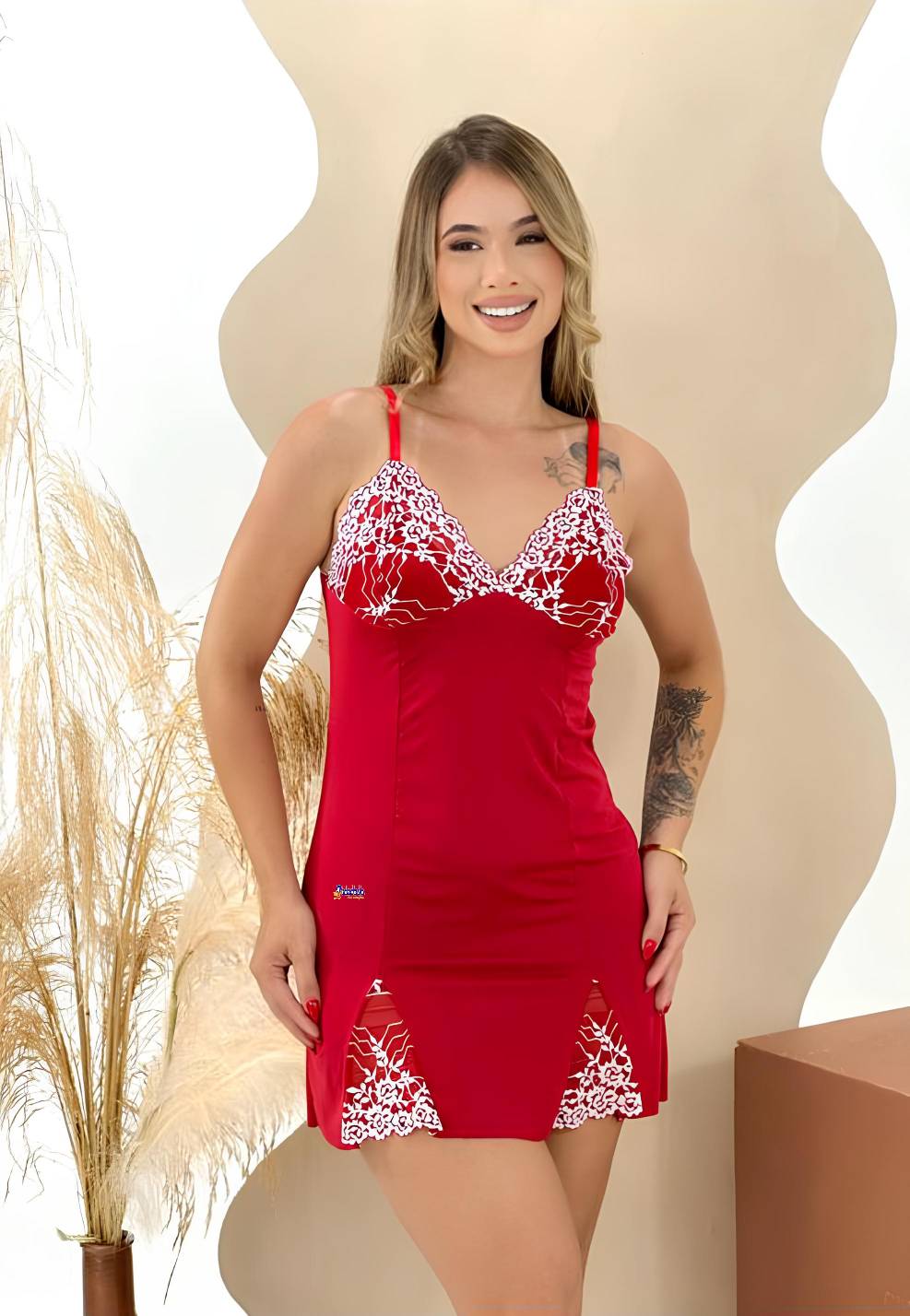 Camisola Feminina Cetim Com Renda