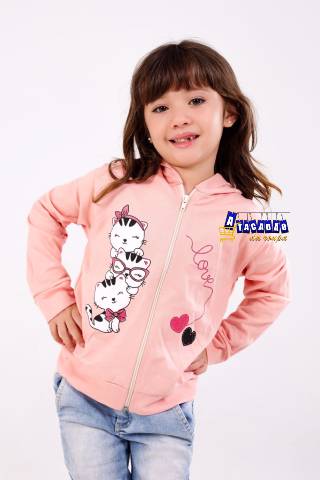 Casaco Infantil Feminino Capuz Moletinho