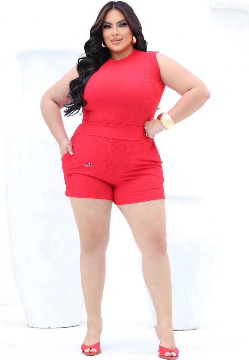 Conjunto Feminino Blusa e Short Liso