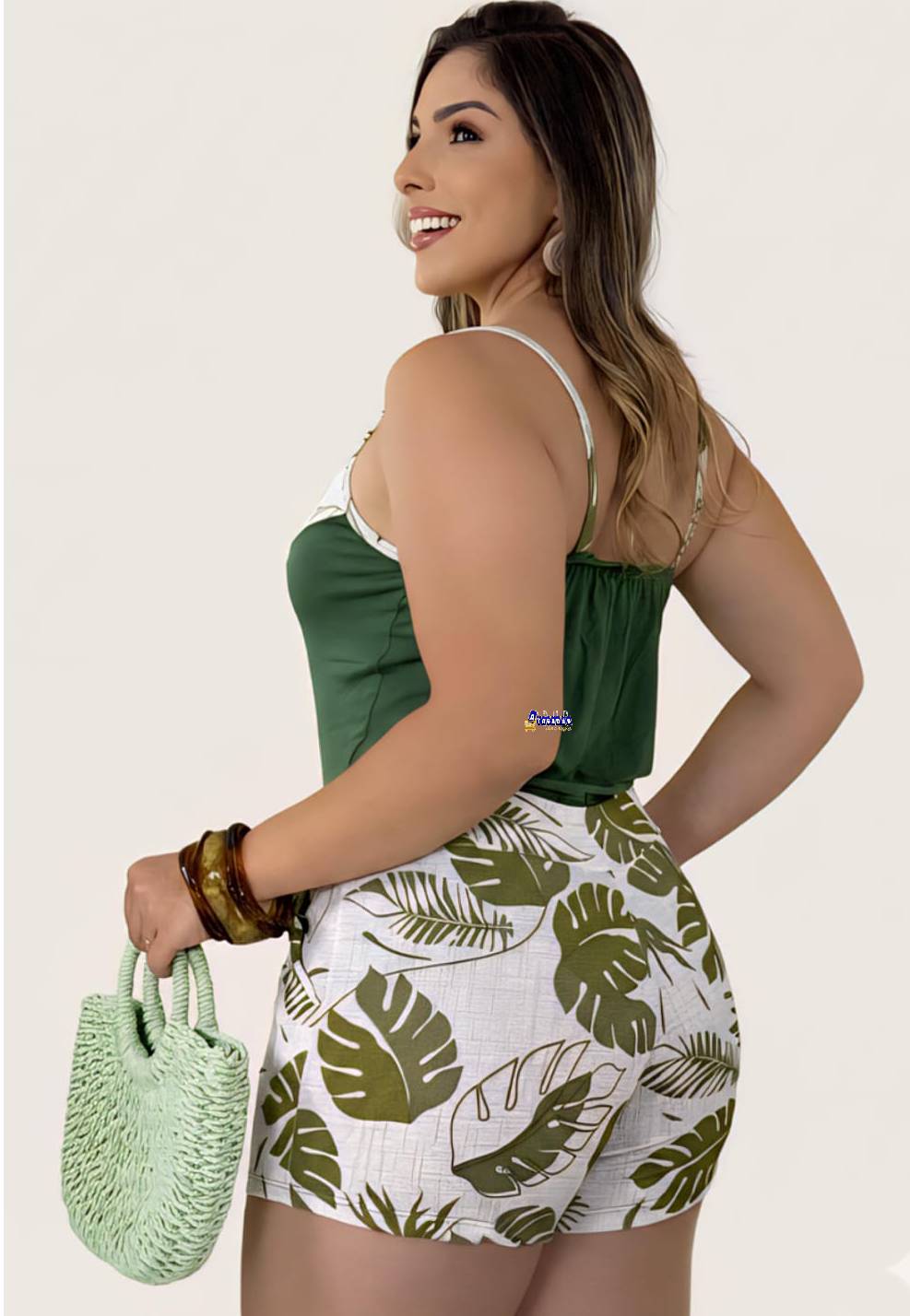 Conjunto Feminino Blusa Alça E Short Estampado