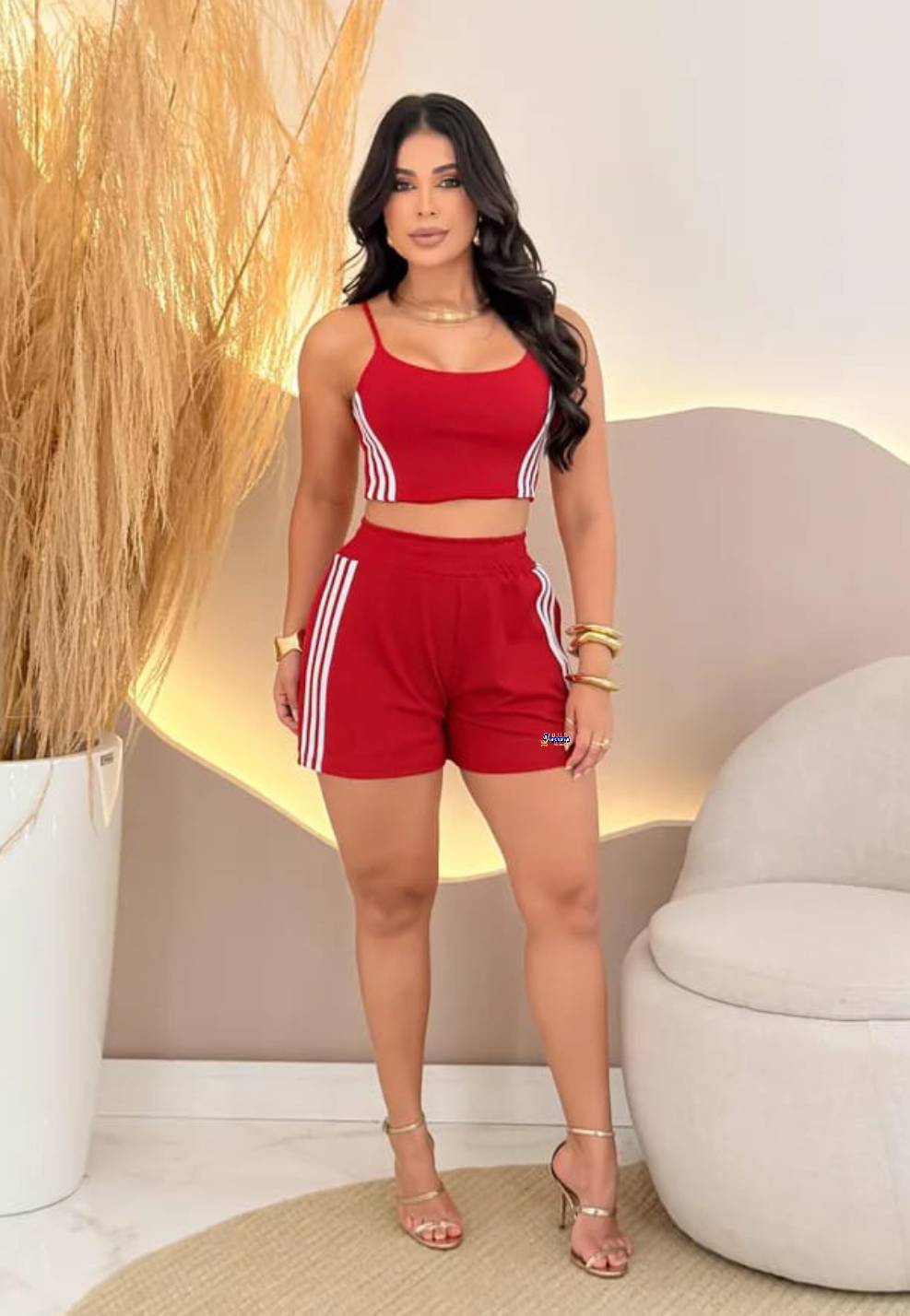 Conjunto Feminino Casual Listras