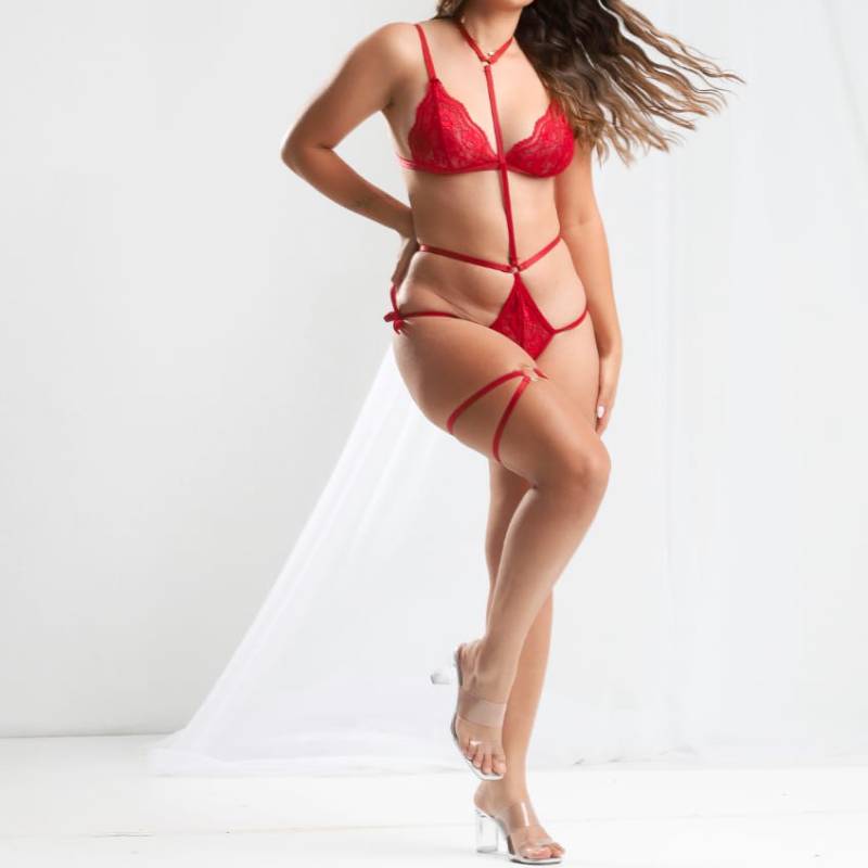 Conjunto Lingerie Sensual Tiras