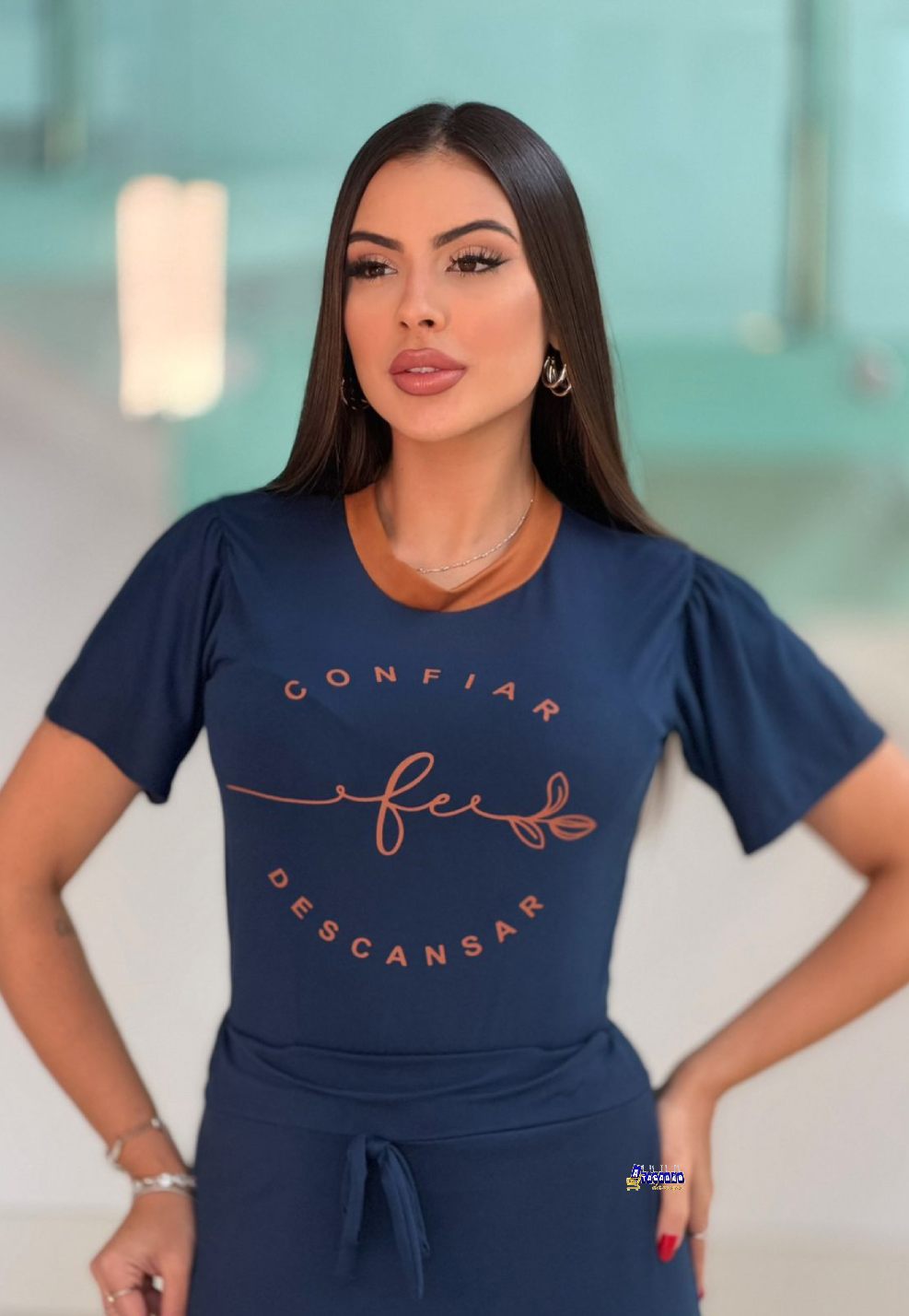 Conjunto Saia E Blusa Manga Princesa Com Frases