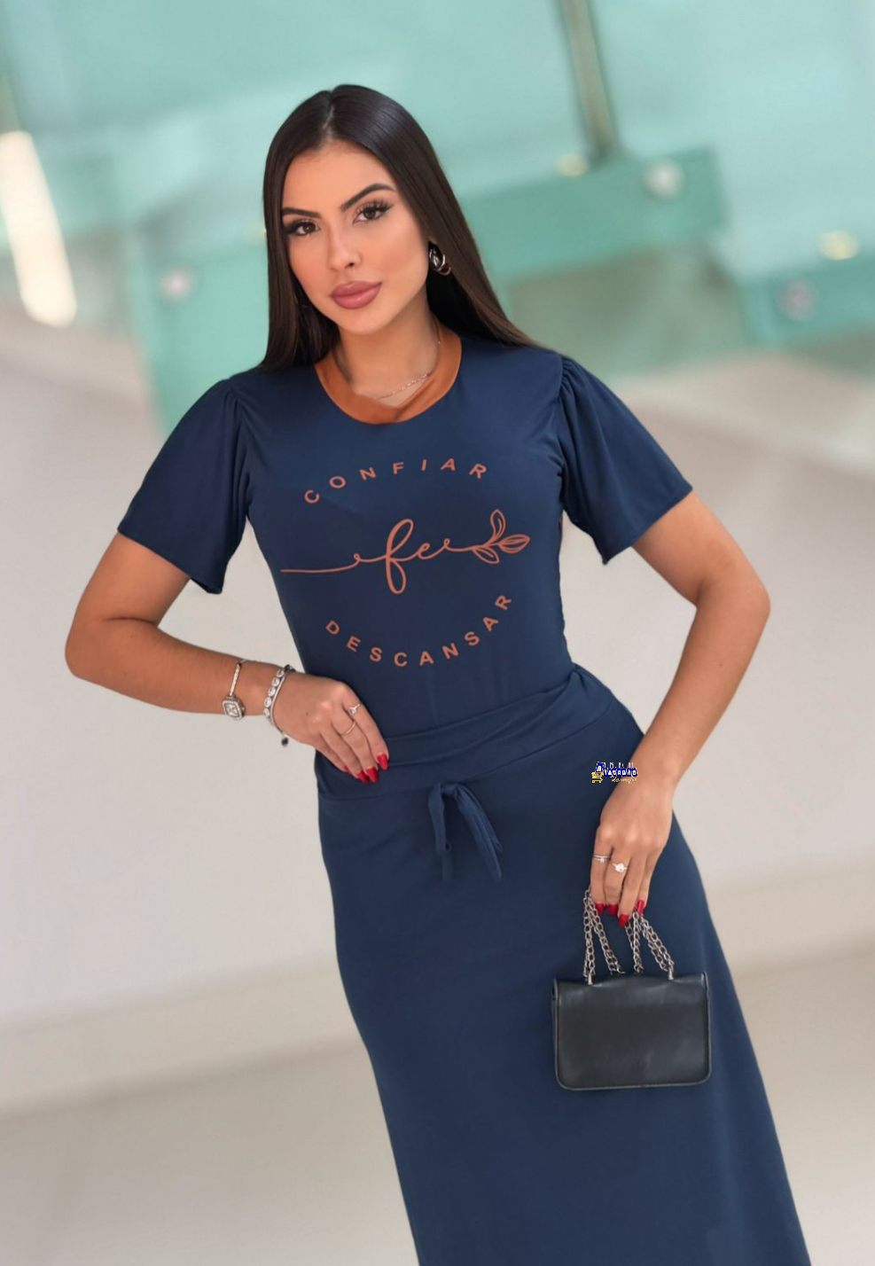Conjunto Saia E Blusa Manga Princesa Com Frases