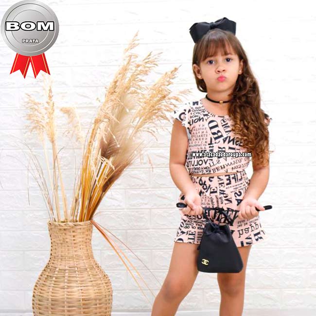 Conjunto Short Infantil Estampado 4 a 8 Anos