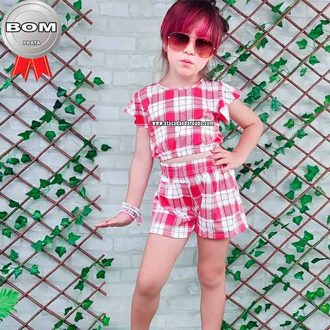 Conjunto Short Infantil Estampado 4 a 8 Anos