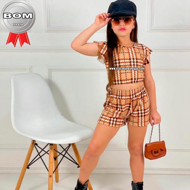 Conjunto Short Infantil Estampado 4 a 8 Anos