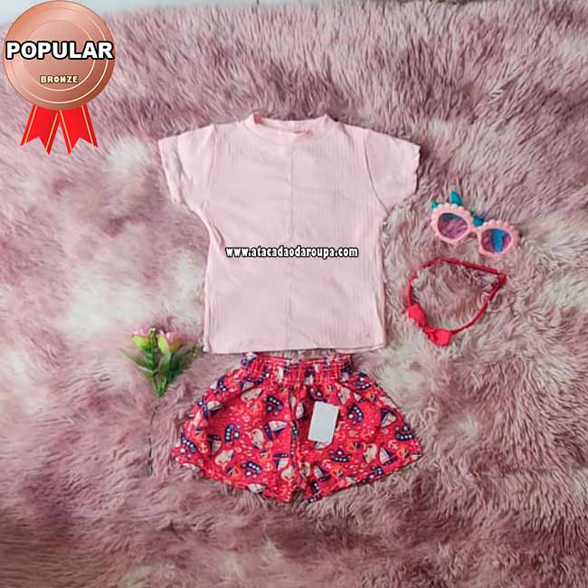 Conjunto Infantil Tactel e Malha Canelada 2 a 6 Anos