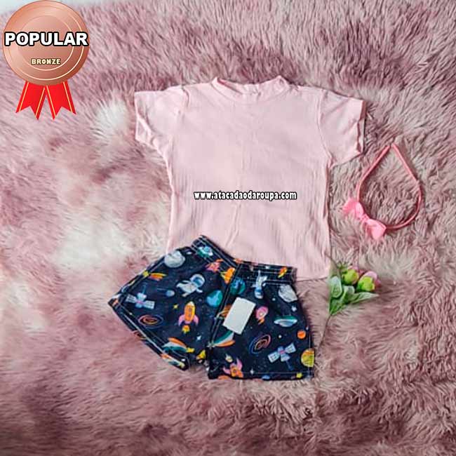 Conjunto Infantil Tactel e Malha Canelada 2 a 6 Anos