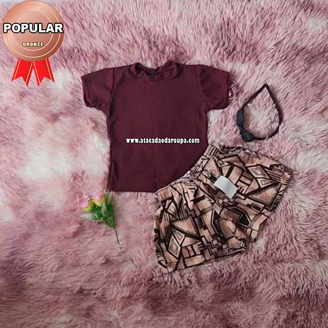 Conjunto Infantil Tactel e Malha Canelada 2 a 6 Anos