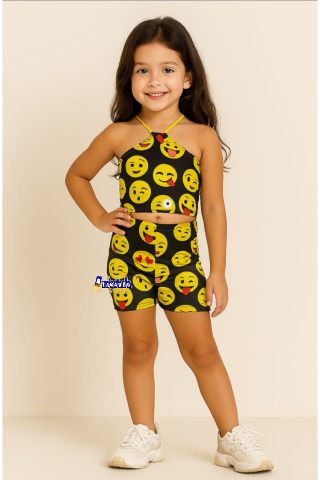 Conjunto Infantil Cropped e Short Estampado