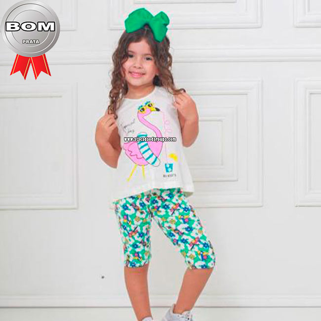 Conjunto Blusa Algodão Short Moletinho 2 a 6 Anos