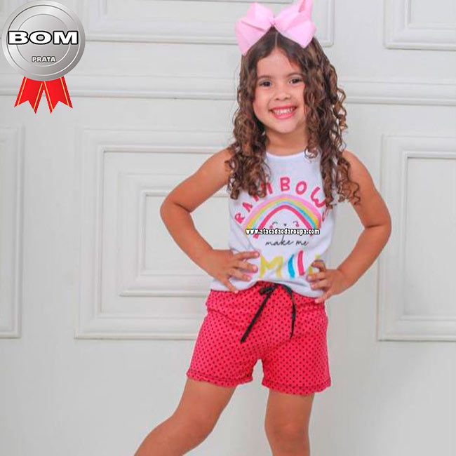 Conjunto Blusa Algodão Short Moletinho 2 a 6 Anos