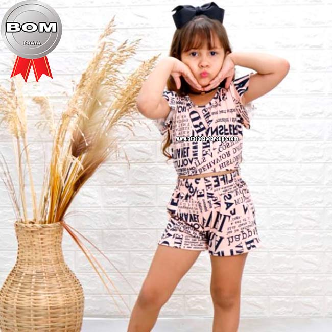 Conjunto Short Infantil Estampado 4 a 8 Anos