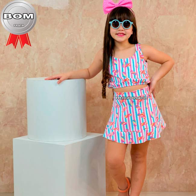 Conjunto Infantil Saia Summerplex 5 a 9 Anos