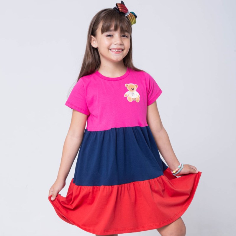 Vestido 3 marias Colorido Infantil