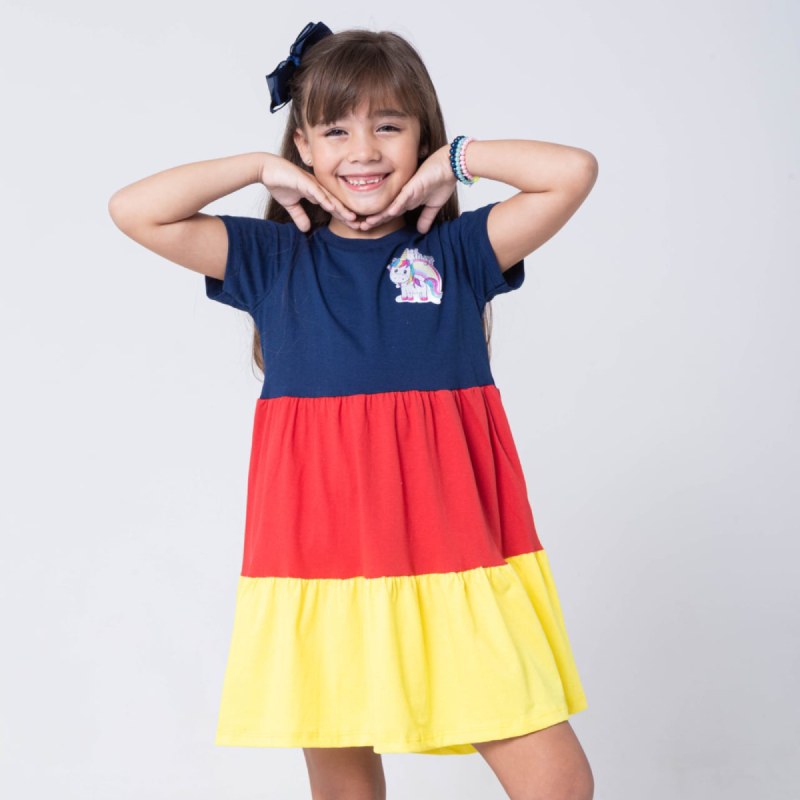 Vestido 3 marias Colorido Infantil