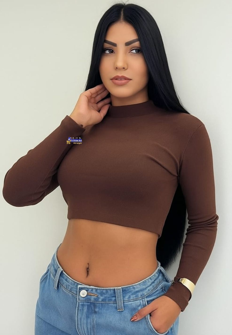 Cropped Manga Longa Feminino