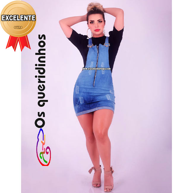 Jardineira Jeans Saia Zipper 36 ao 44