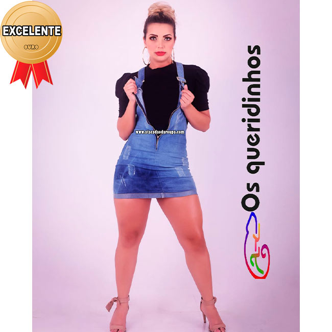 Jardineira Jeans Saia Zipper 36 ao 44