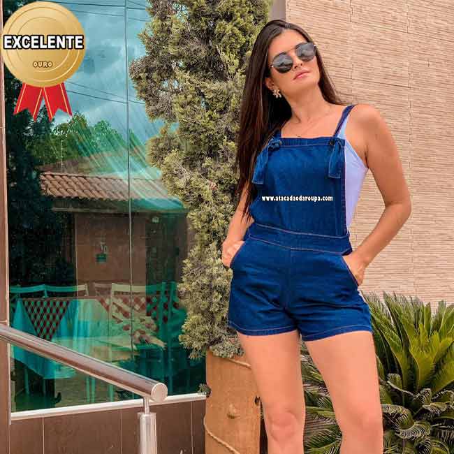 Jardineira Jeans Short